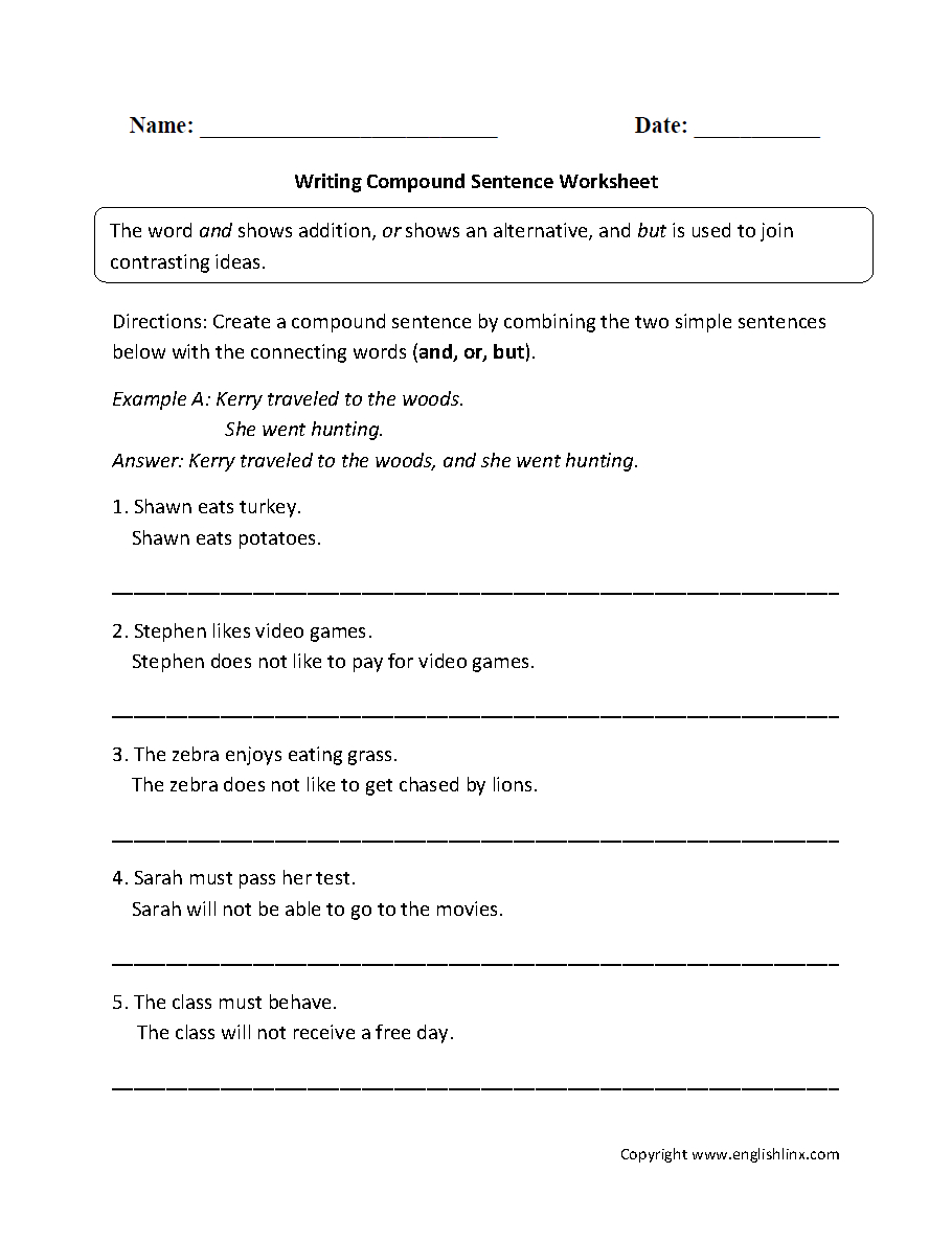 Combining Simple Sentences Into Complex Sentences Worksheet