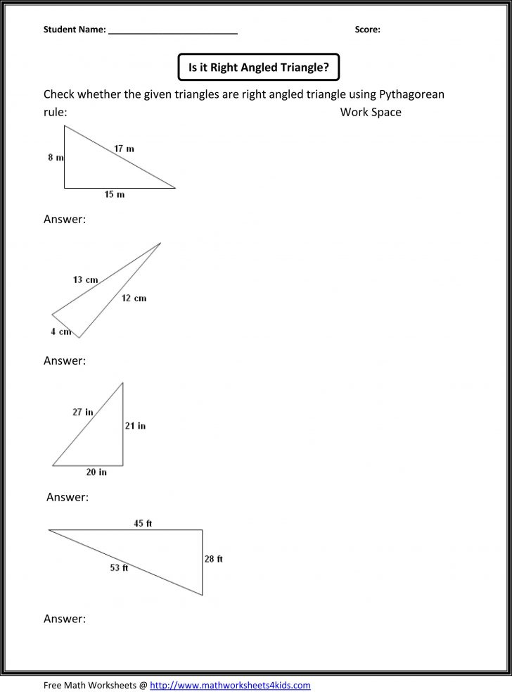 Free Printable Pythagorean Theorem Worksheets