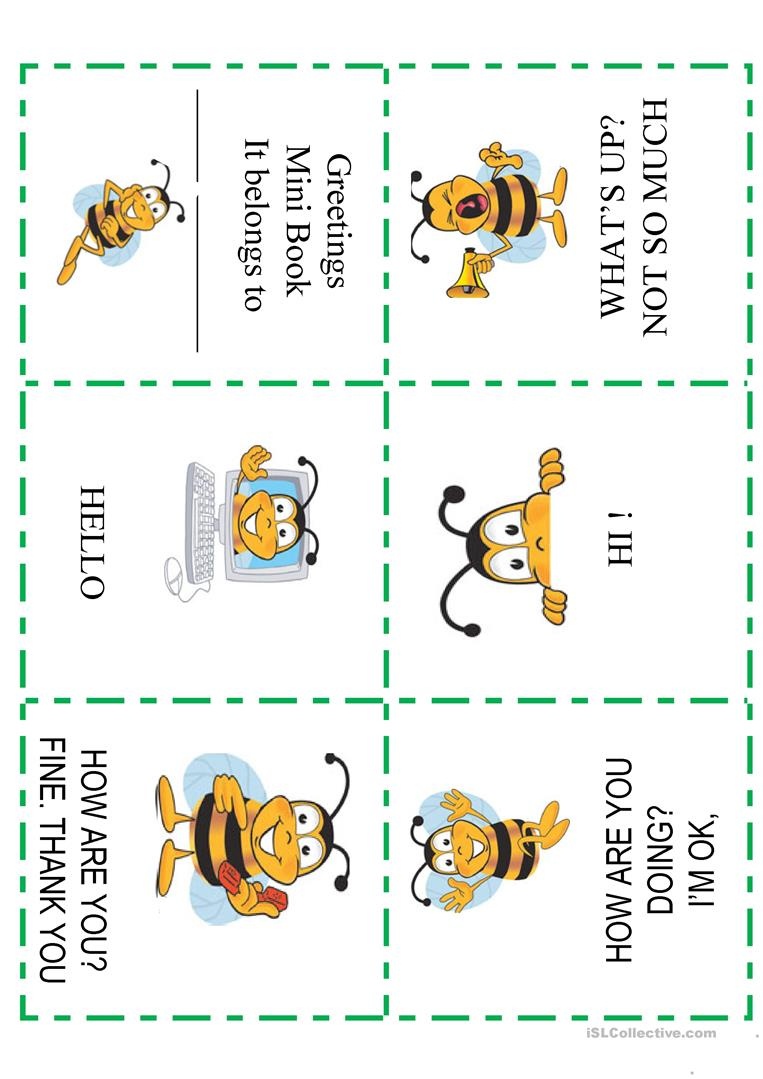 Greetings Mini Book Worksheet - Free Esl Printable Worksheets Made - Free Printable Mini Books