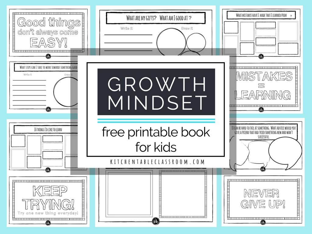 Growth Mindset For Kids Printable Book- Growth Mindset Activities - Free Printable Activities For 6 Year Olds