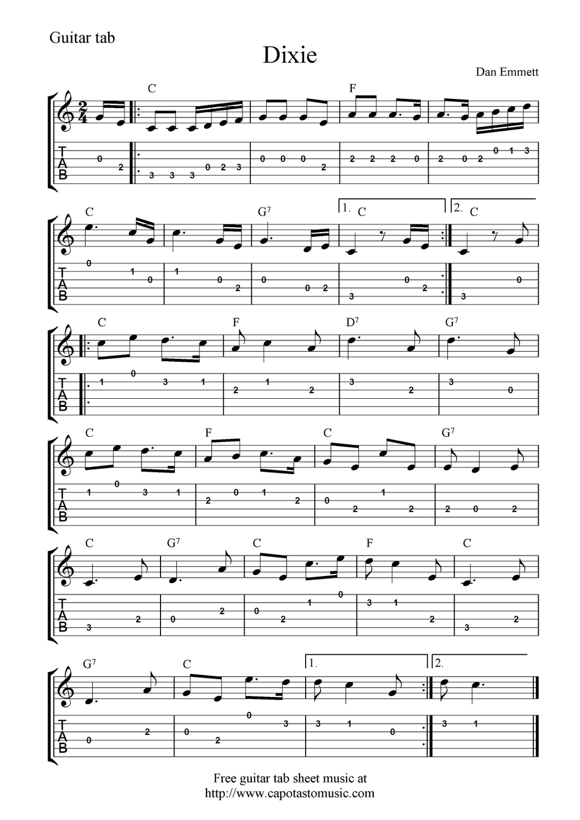 Free Printable Guitar Tab Sheet Music Printable Templates