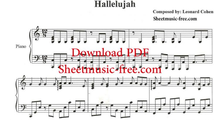 Hallelujah Piano Sheet Music Free Printable