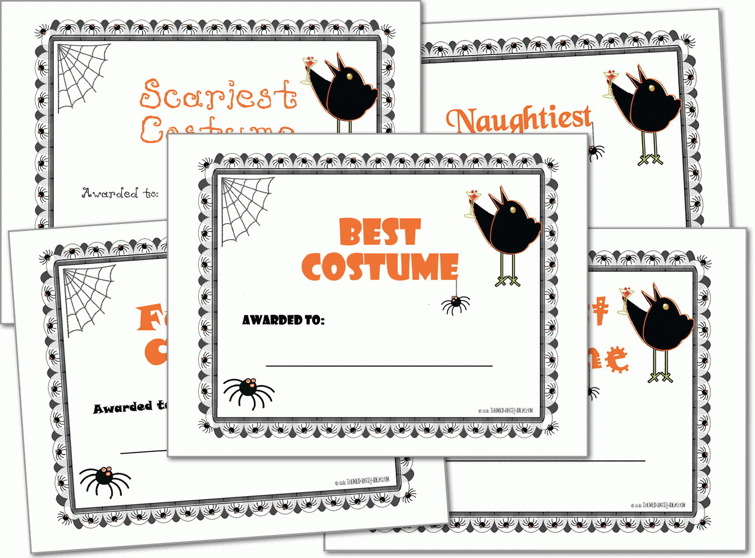 Halloween Costume Award Certificates, Halloween Printables - Best Costume Certificate Printable Free