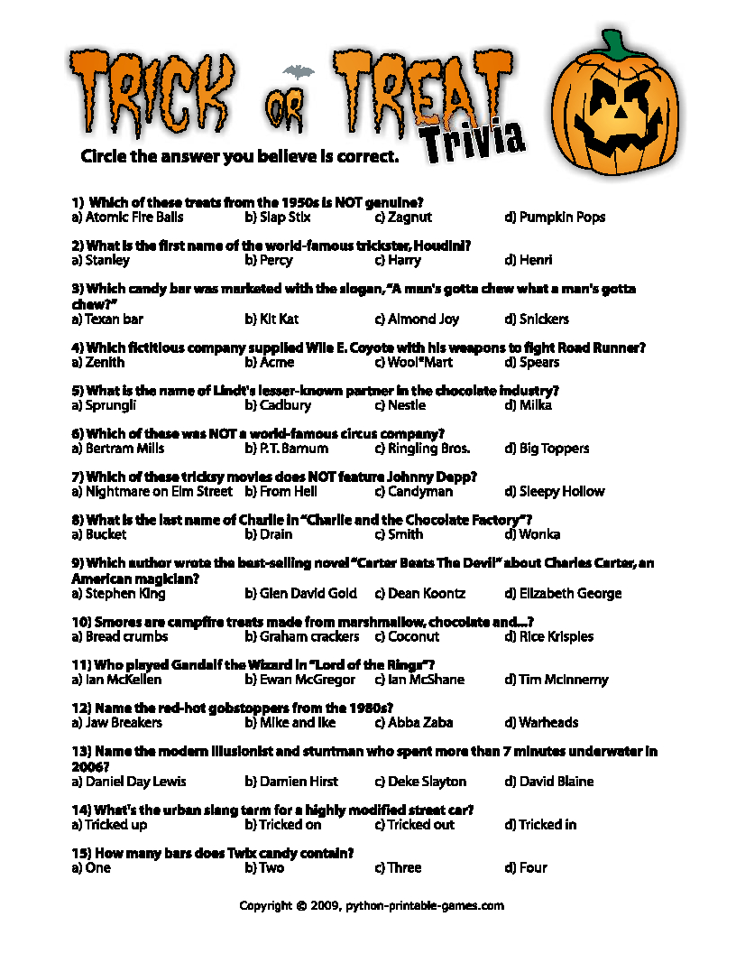 Halloween Printables: 2010 - Free Printable Halloween Quiz