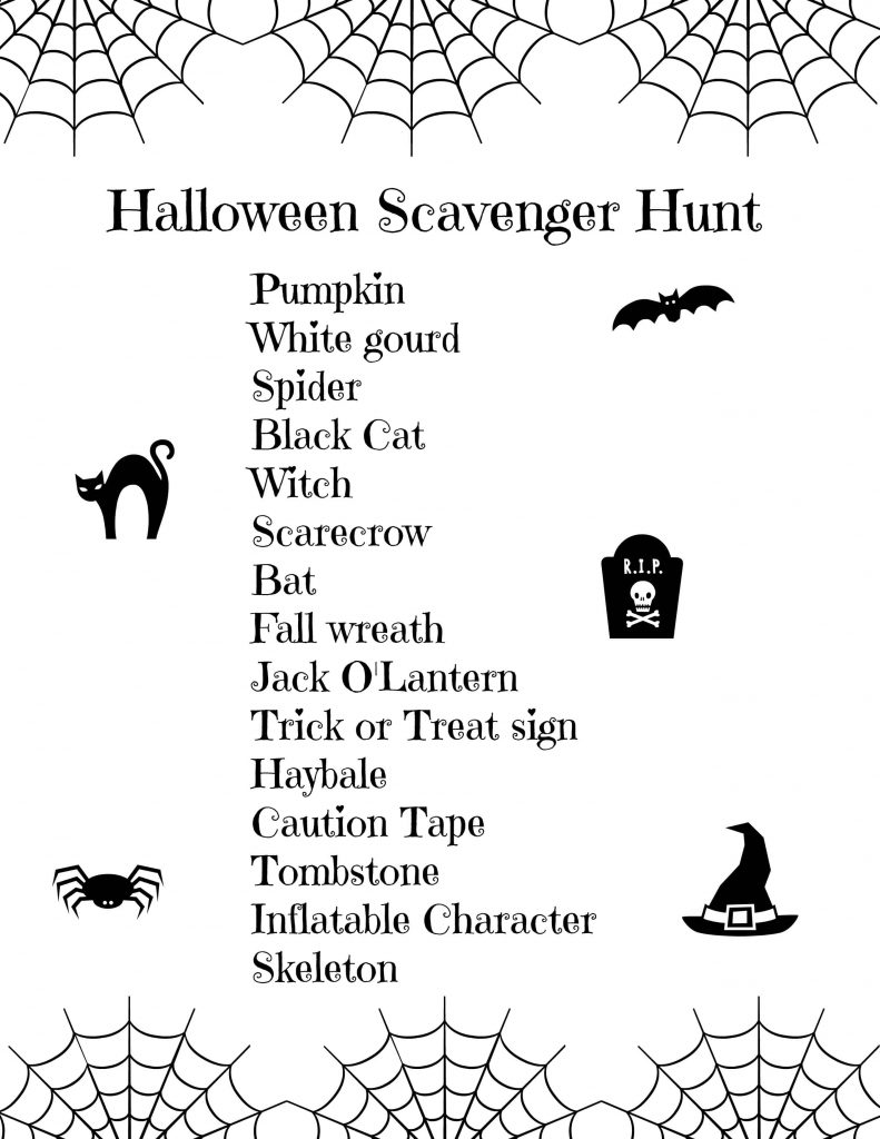 Halloween Scavenger Hunt For Kids (Free Printable) Free Printable