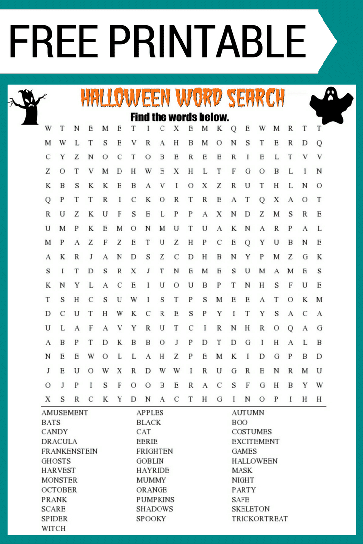 Halloween Word Search Printable Worksheet - Free Printable Halloween Word Search Puzzles