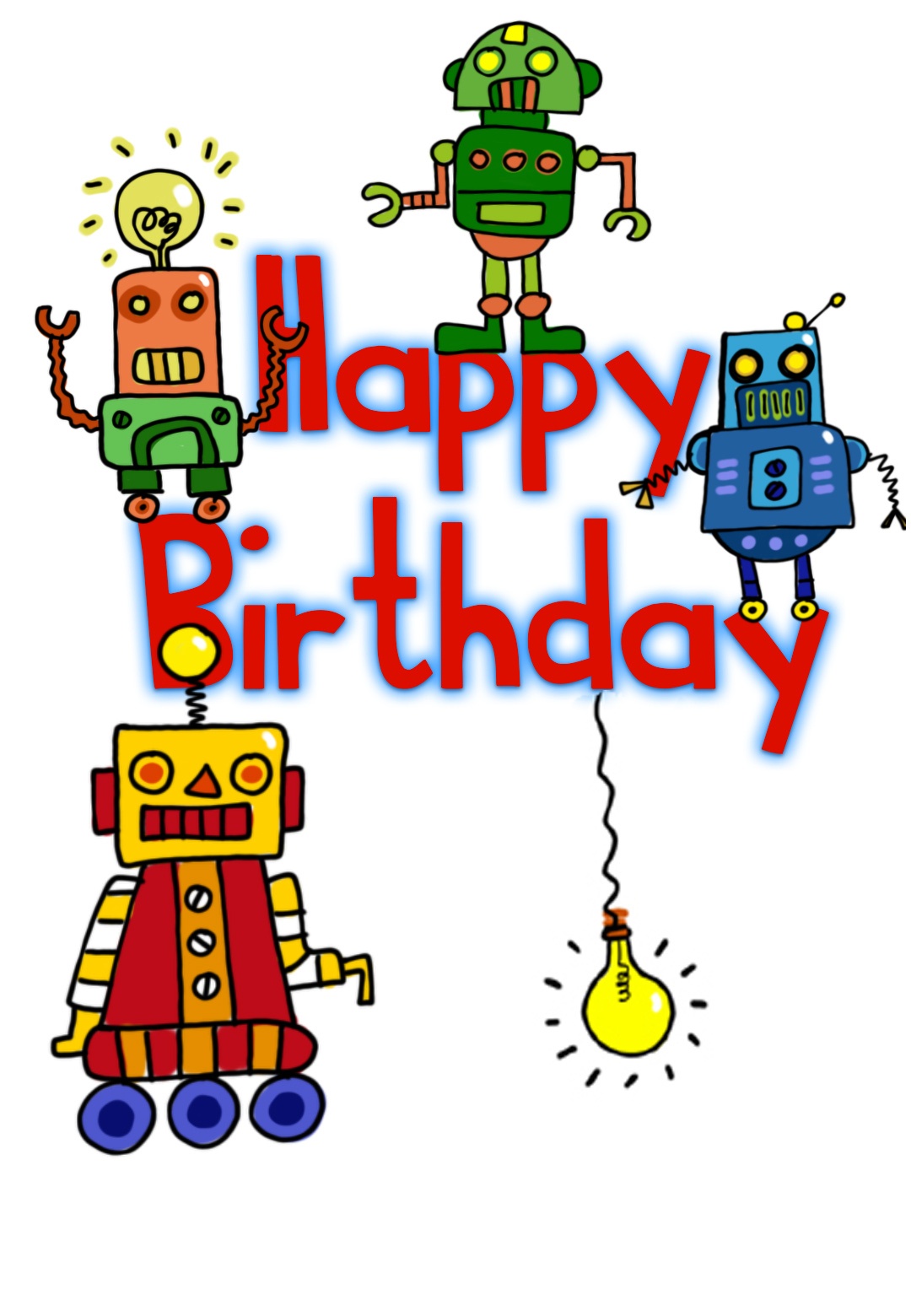 Happy Birthday Robots - Birthday Card (Free) | Greetings Island - Free Printable Birthday Cards For Boys