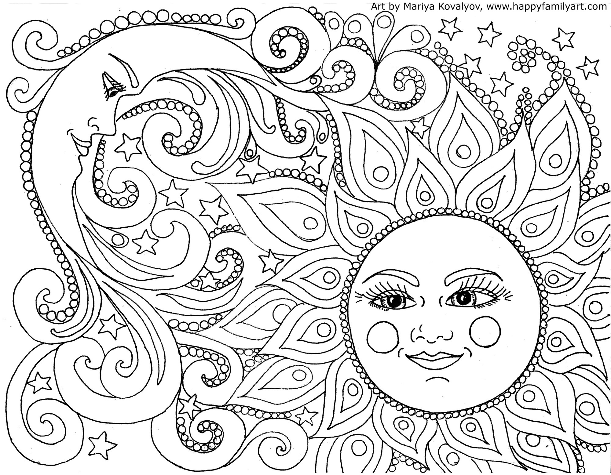 Happy Family Art - Original And Fun Coloring Pages - Free Printable Coloring Cards For Adults