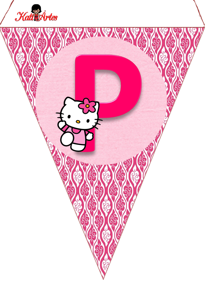 Hello Kitty Free Printable Bunting. Banderines De Hello Kitty - Free Printable Hello Kitty Alphabet Letters