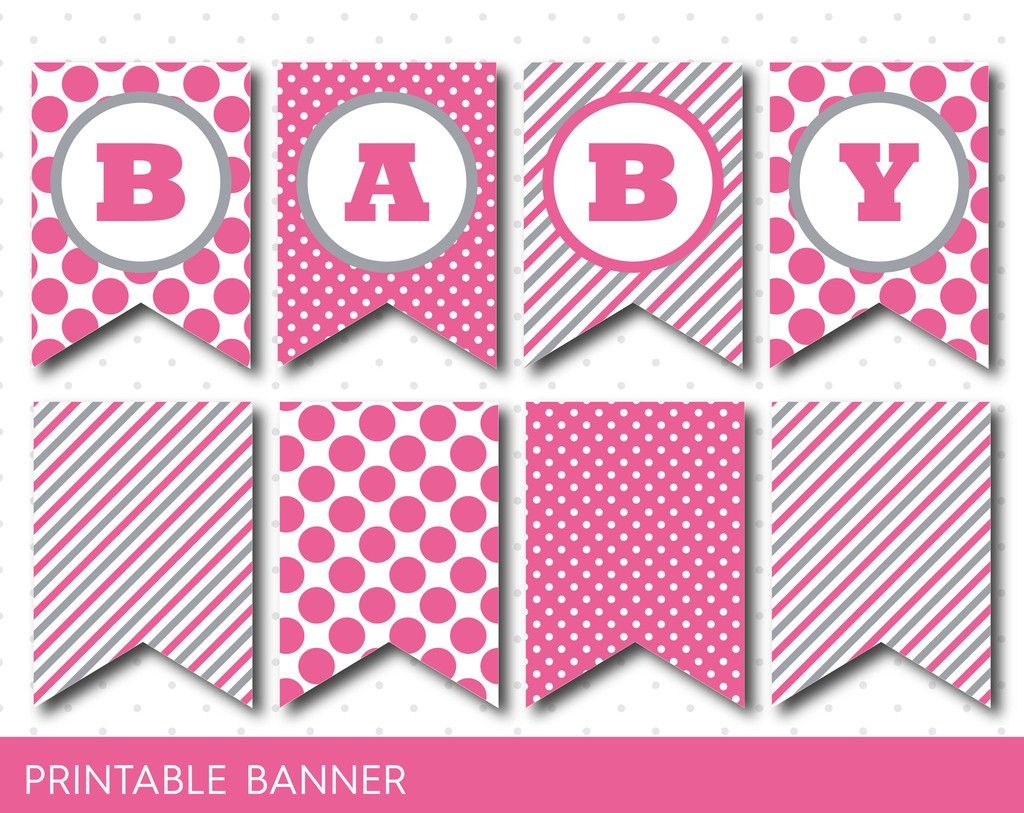Hot Pink Banner, Party Banner, Birthday Banner, Baby Shower Banner - Free Printable Baby Shower Banner Letters