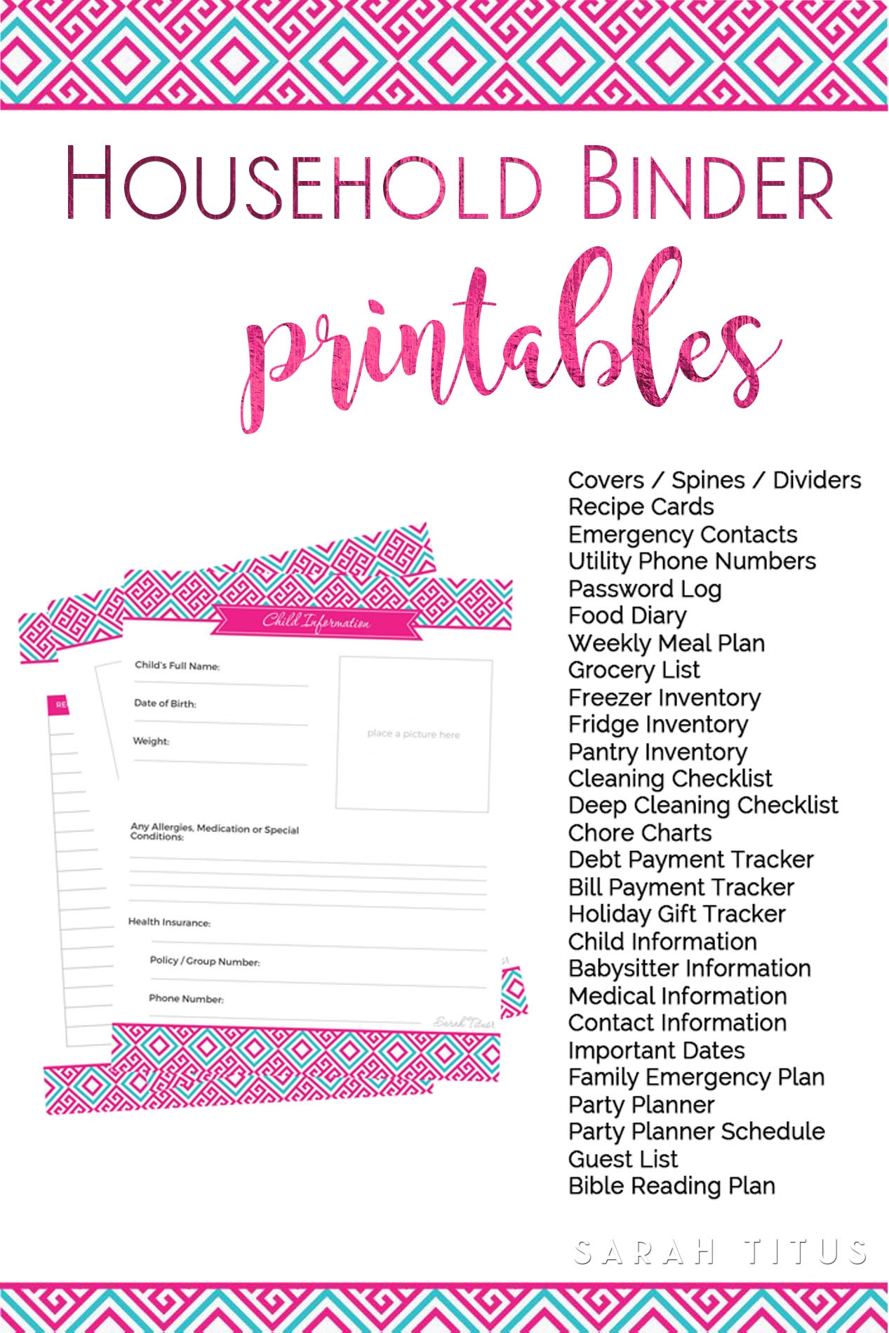 Free Printable Household Binder Templates