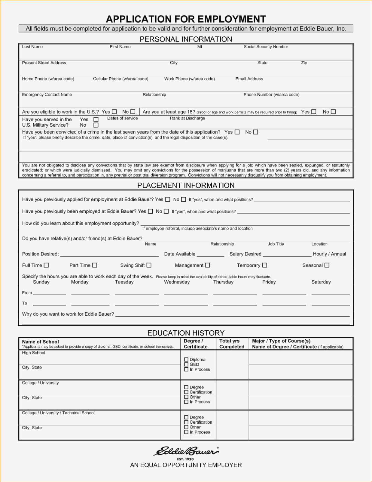 How Will General Employment Application | Form Information - Free Printable Job Application Form Pdf