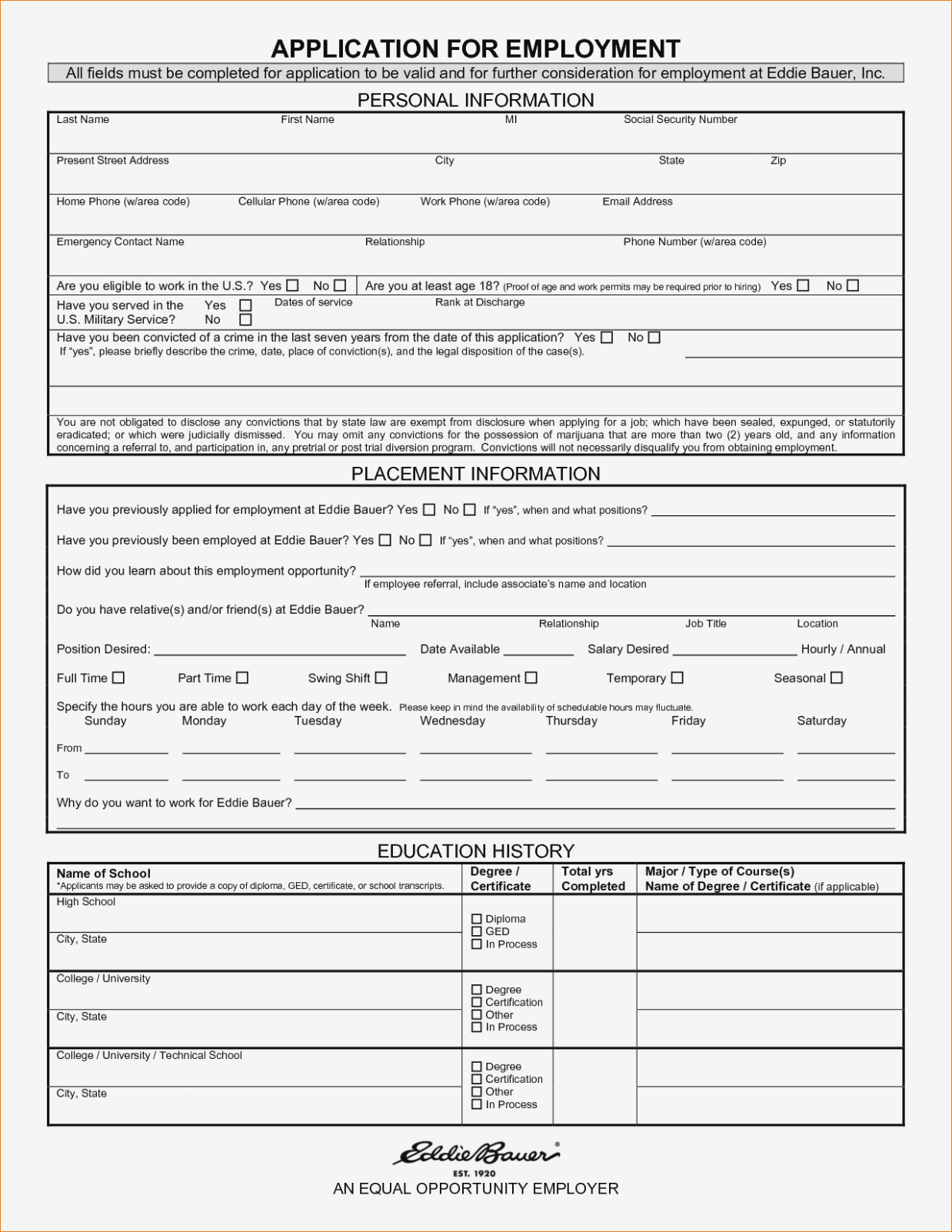 free printable job application form pdf free printable