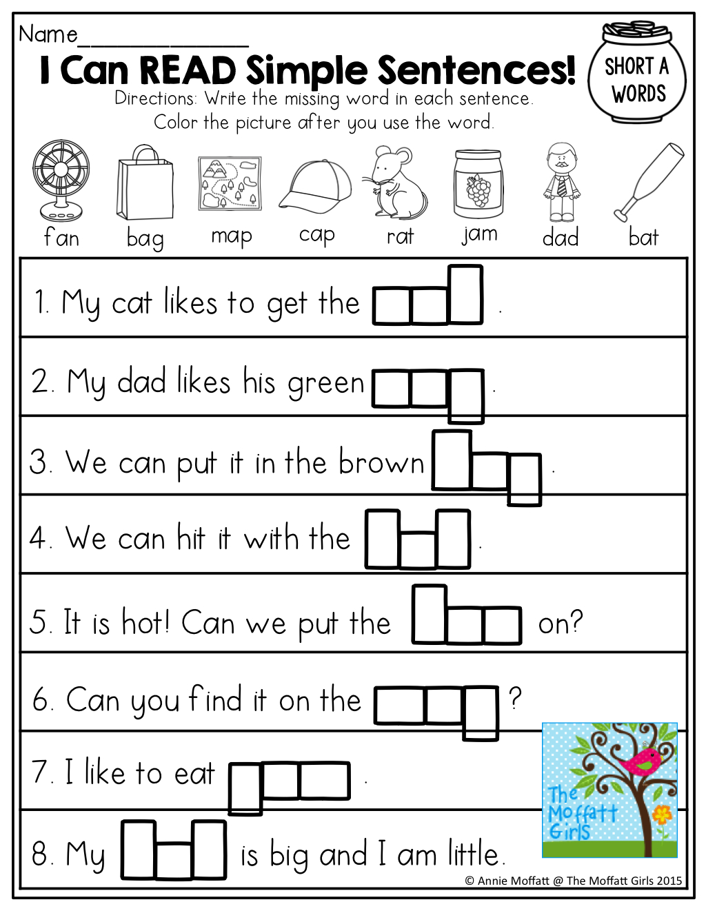 I Can Read! Simple Sentences With Cvc Words To Fill In! | Literacy - Free Printable Cvc Worksheets