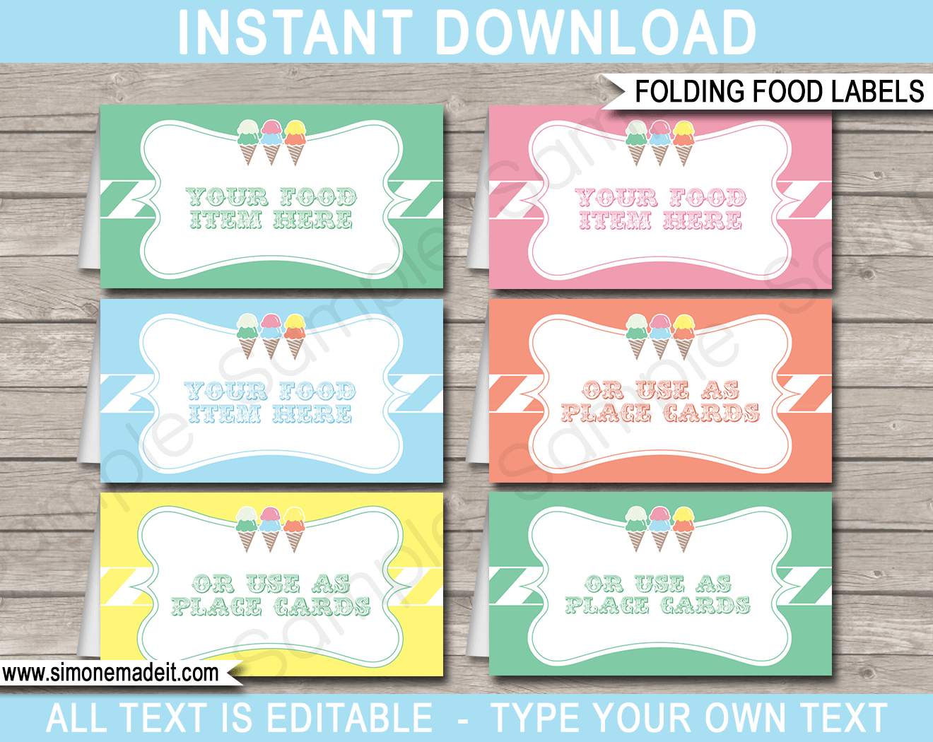 Ice Cream Party Food Labels | Place Cards | Ice Cream Theme Party - Free Printable Food Tags For Buffet