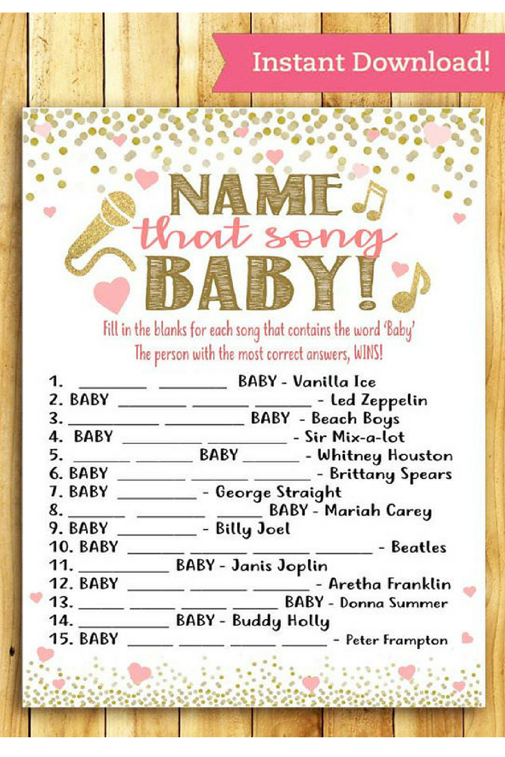 Instant Download Printable Baby Shower Game - Name That Song Baby - Name That Tune Baby Shower Game Free Printable