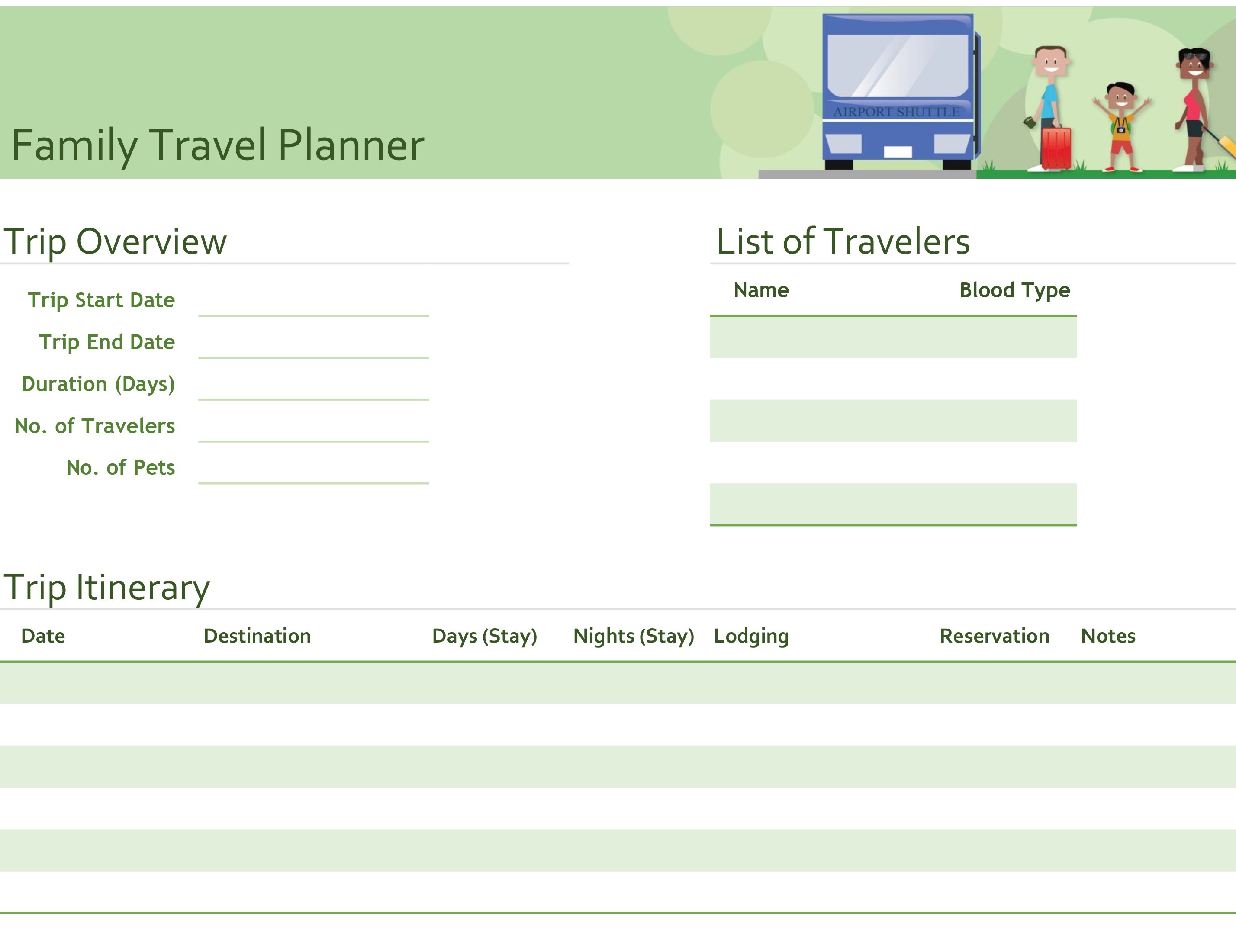 Itineraries - Office - Free Printable Itinerary