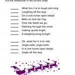 Jingle Bells For Kids Worksheet: Re Order The Song Lyrics Activity   Free Printable Song Lyrics