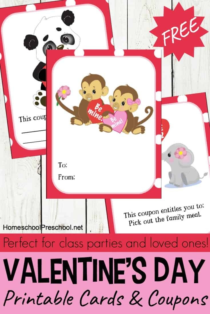 Jungle Love Animal Themed Printable Valentine Cards For Kids - Free Printable Valentines Day Cards Kids