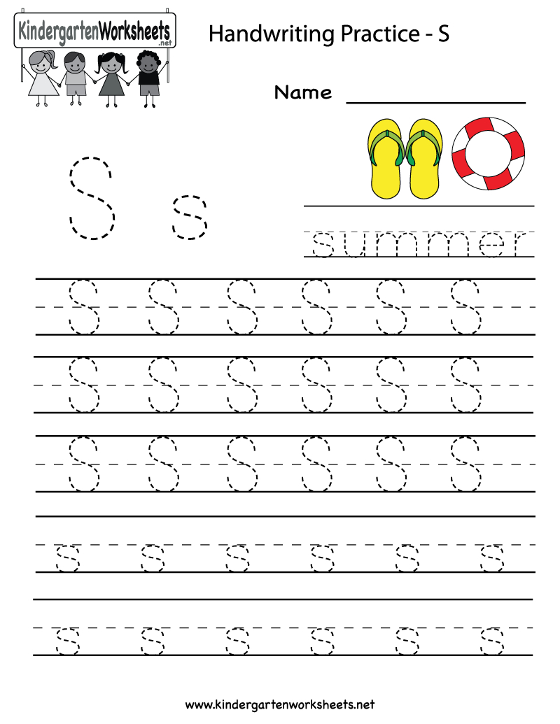 Kindergarten Letter S Writing Practice Worksheet Printable | G - Preschool Writing Worksheets Free Printable