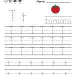 Kindergarten Letter T Writing Practice Worksheet Printable | Letter   Preschool Writing Worksheets Free Printable