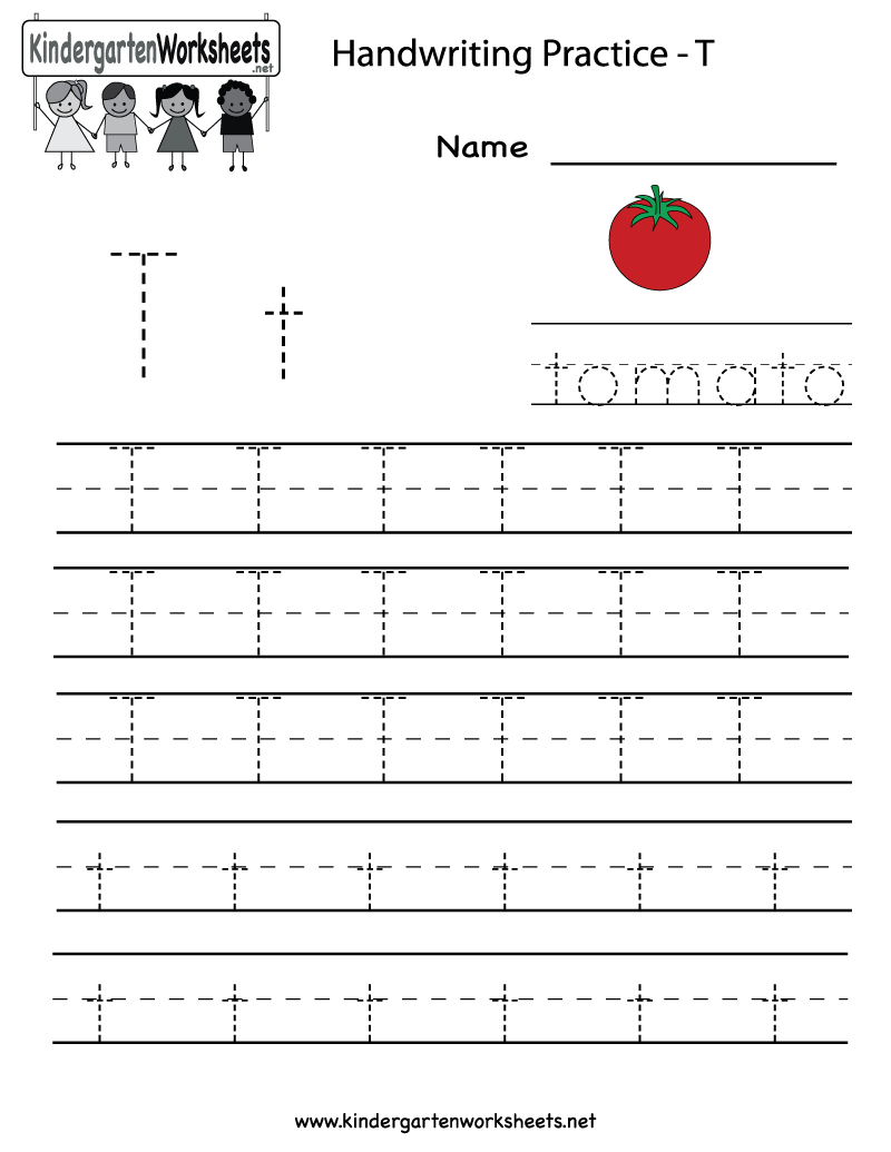 Kindergarten Letter T Writing Practice Worksheet Printable | Letter - Preschool Writing Worksheets Free Printable