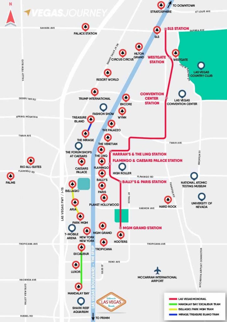 Las Vegas Monorail & Tram Map | Vegas Vacation In 2019 | Las Vegas - Free Printable Las Vegas ...