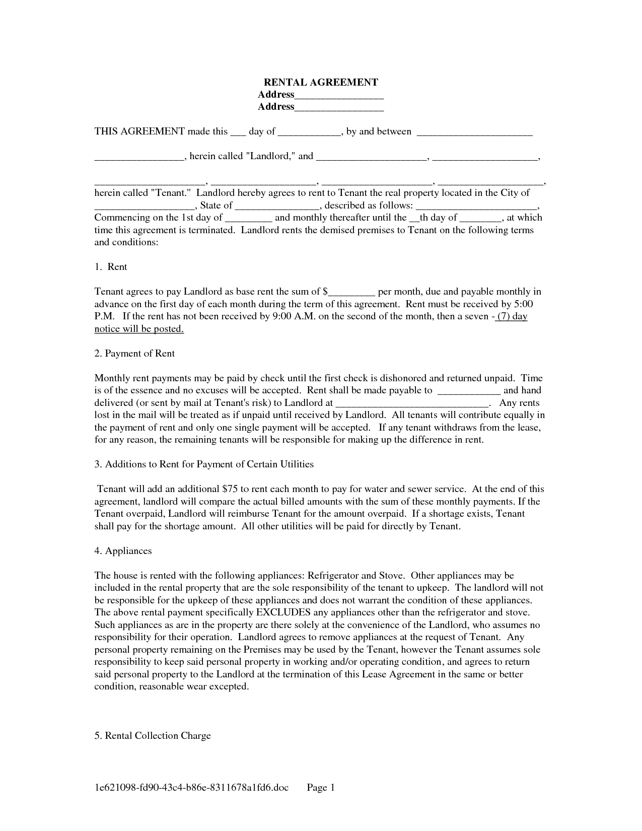 Lease Agreement Form Free | Free Landlord Tenant Lease Agreement - Blank Lease Agreement Free Printable