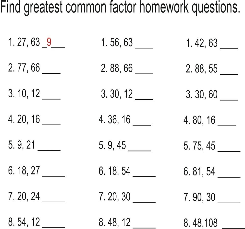 Least Common Multiple And Greatest Common Factor Worksheet Math - Least Common Multiple Worksheet Free Printable