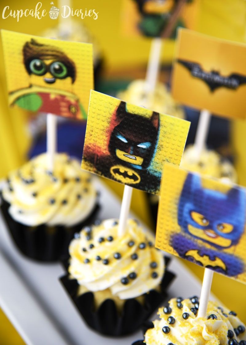 Lego Batman Cupcakes With Free Printable Toppers - Batman Cupcake Toppers Free Printable