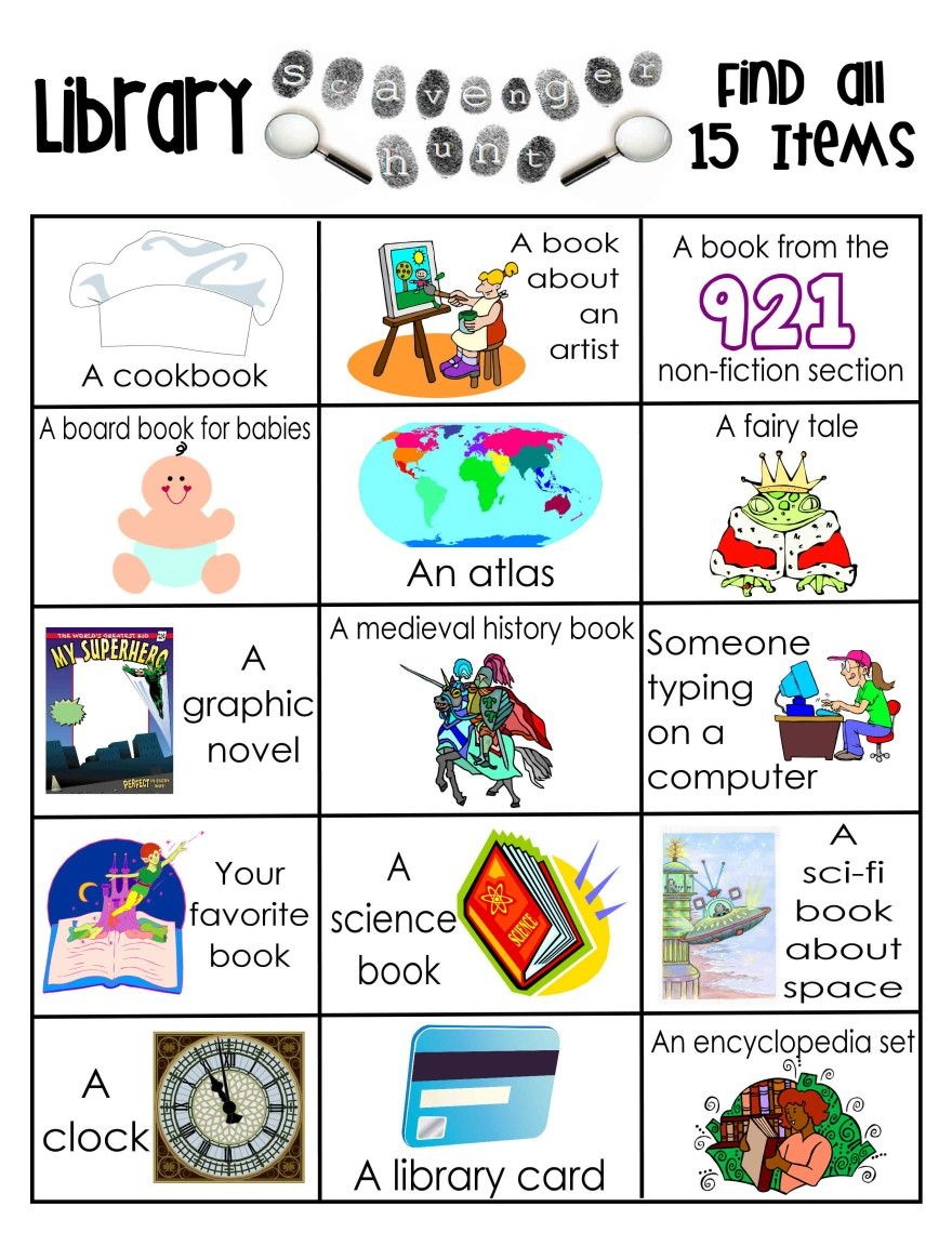 Library Activities | Reading | Library Scavenger Hunts, School - Free Printable Library Skills Worksheets