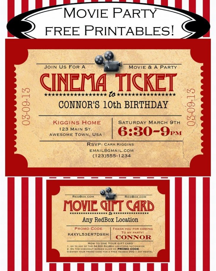 Movie Birthday Party Invitations Free Printable