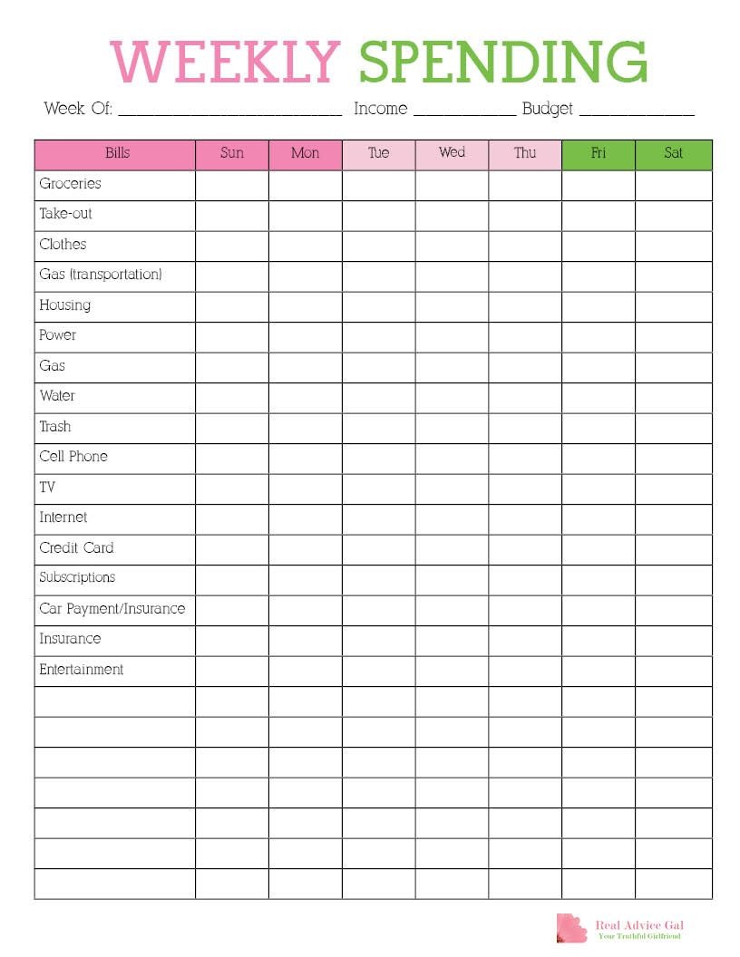 Free Printable Weekly Charts