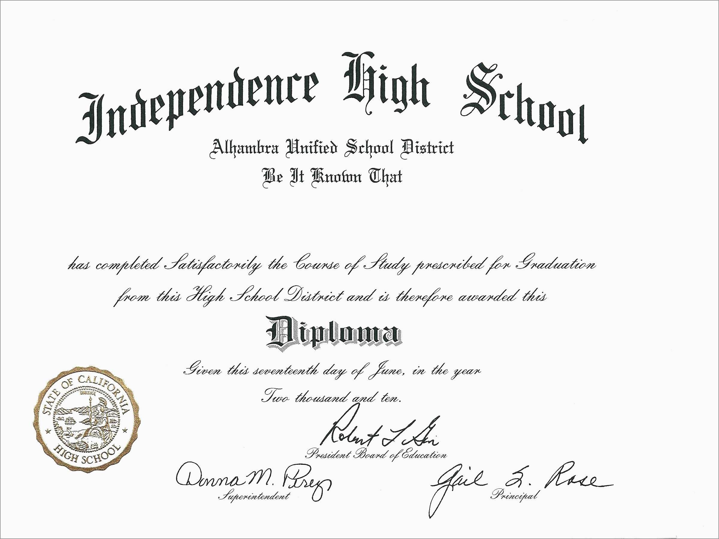 Free Printable High School Diploma Templates Free Printable