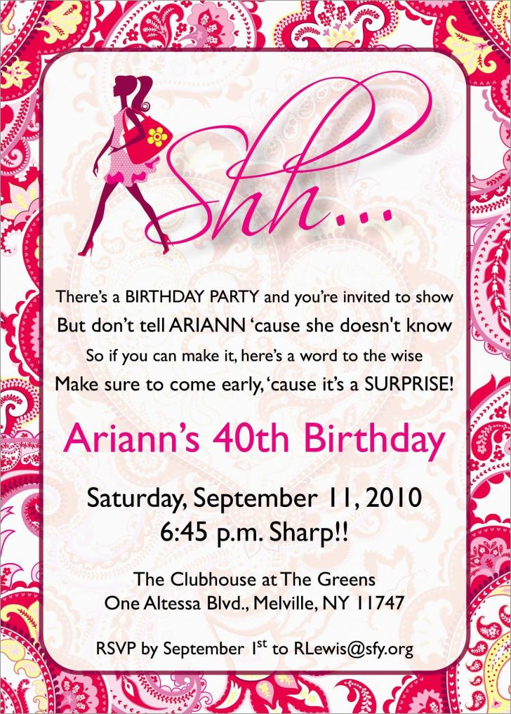 Free Printable Surprise 40Th Birthday Party Invitations