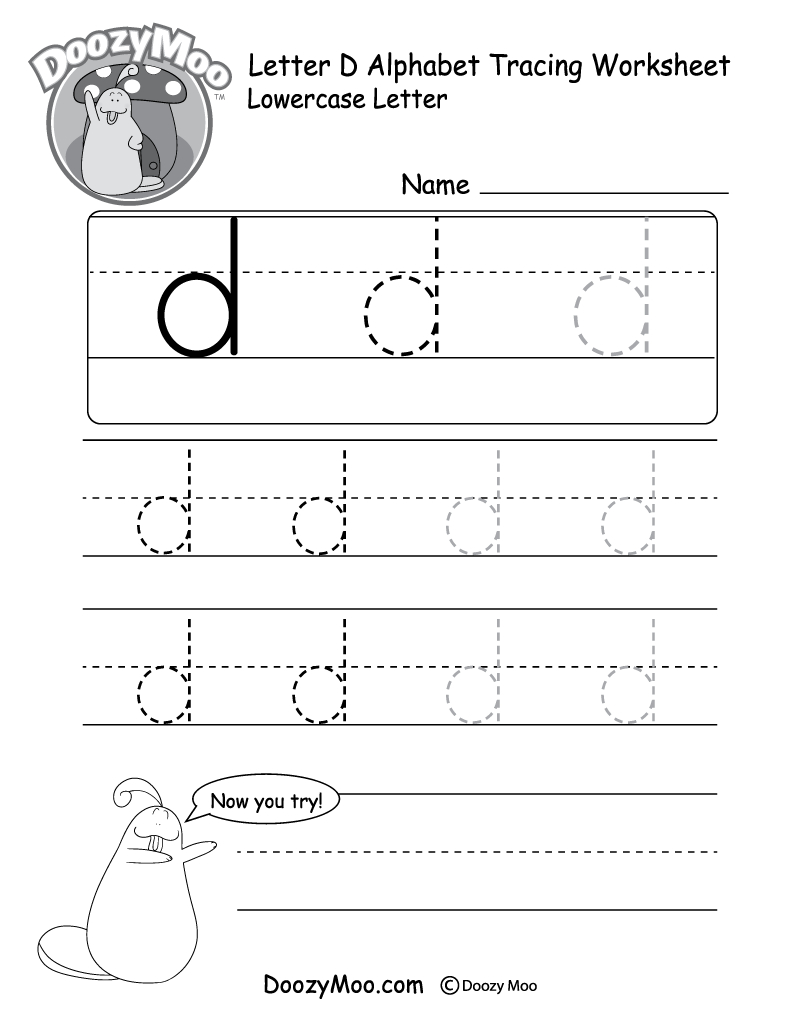 Lowercase Letter &amp;quot;d&amp;quot; Tracing Worksheet - Doozy Moo - Free Printable Alphabet Tracing Worksheets