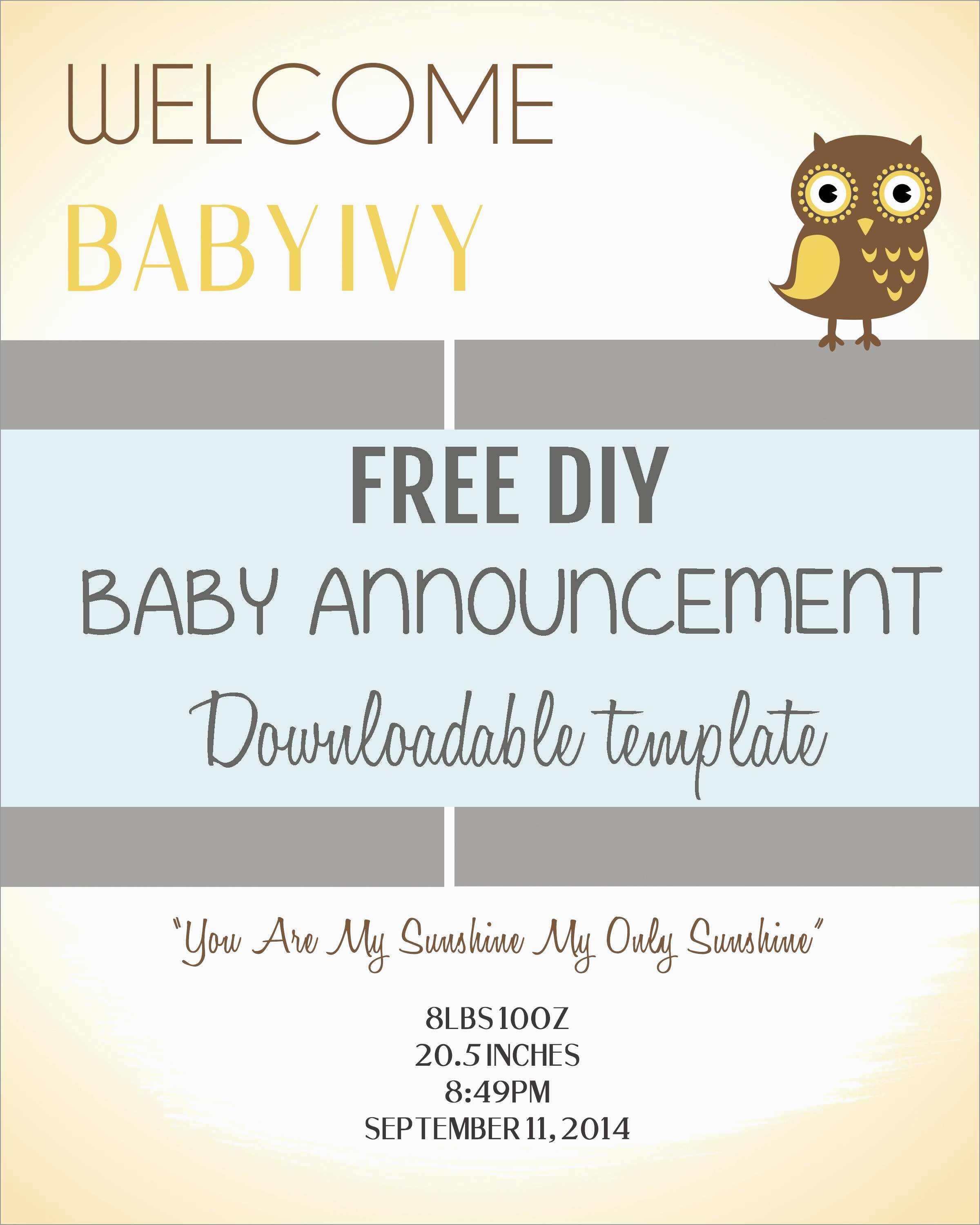 Luxury Birth Announcement Template Free Printable | Best Of Template - Free Birth Announcements Printable