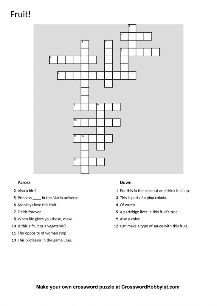 Free Make Your Own Crosswords Printable