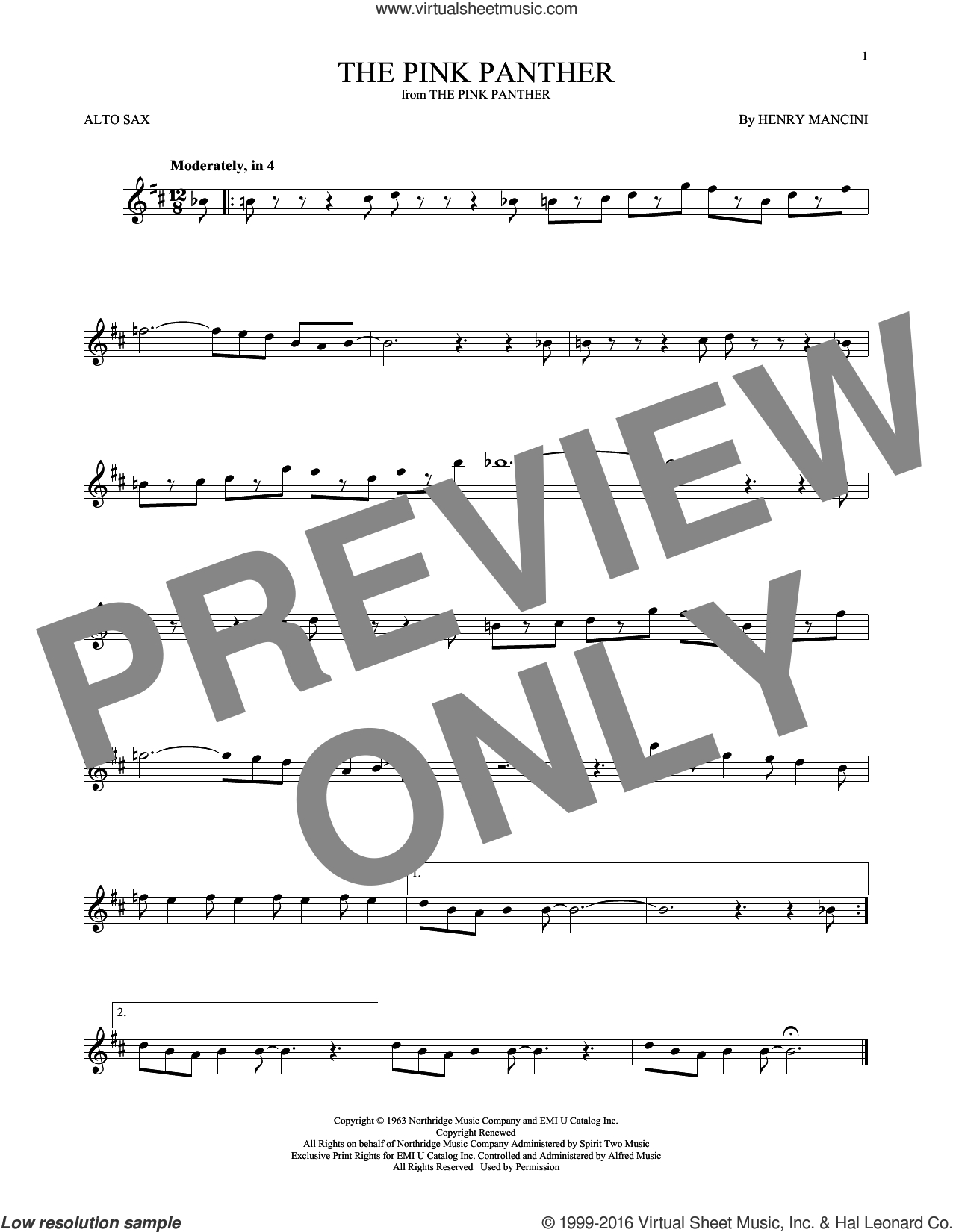 Free Printable Alto Saxophone Sheet Music Pink Panther Free Printable