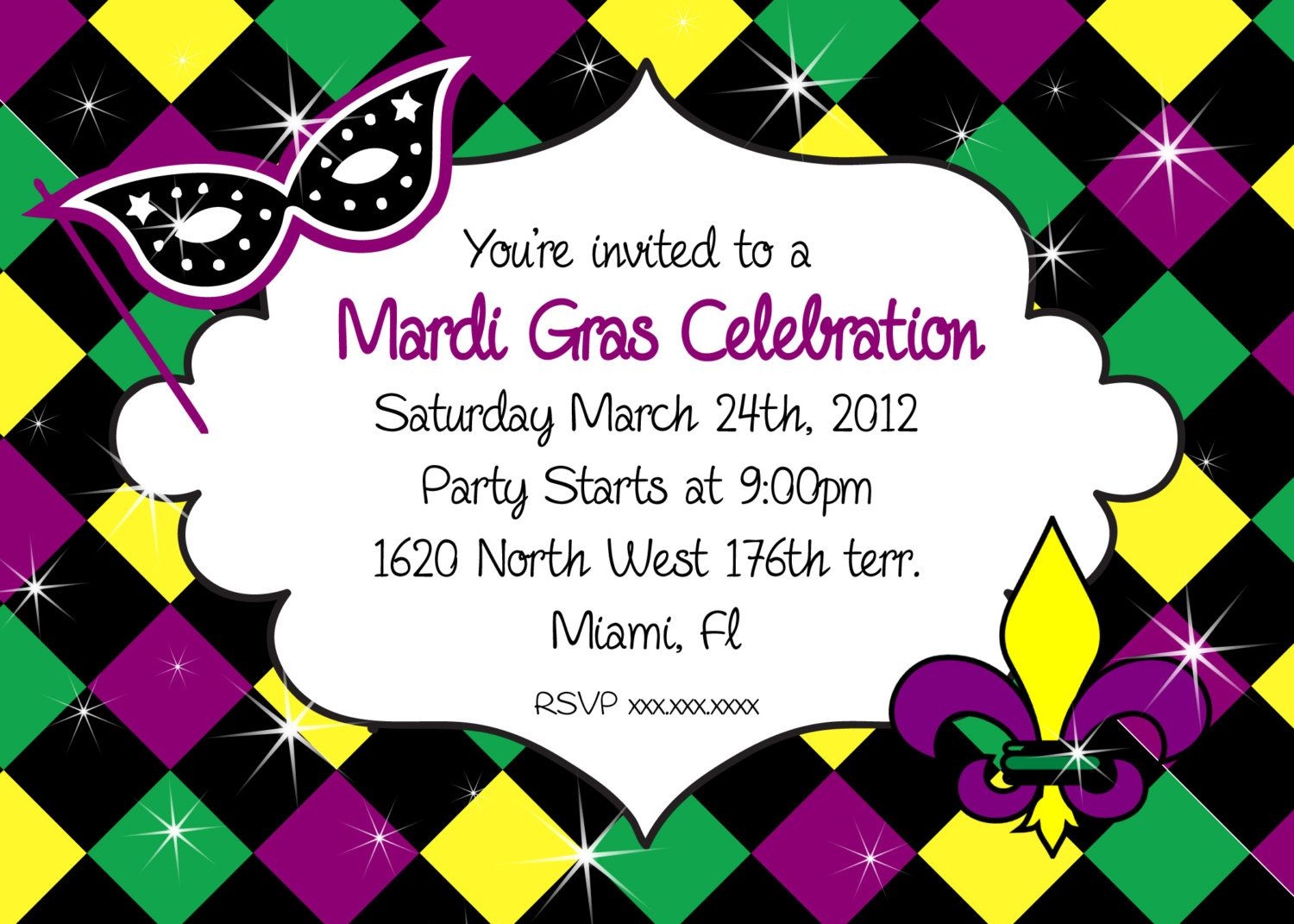 Mardi Gras Party Invitations - Cloudinvitation | Mardi Gras - Free Printable Mardi Gras Invitations