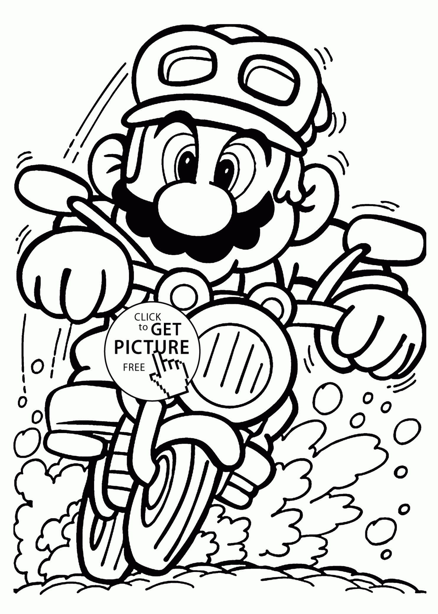 Mario On Motorcycle Coloring Pages For Kids Printable Free - Mario Coloring Pages Free Printable