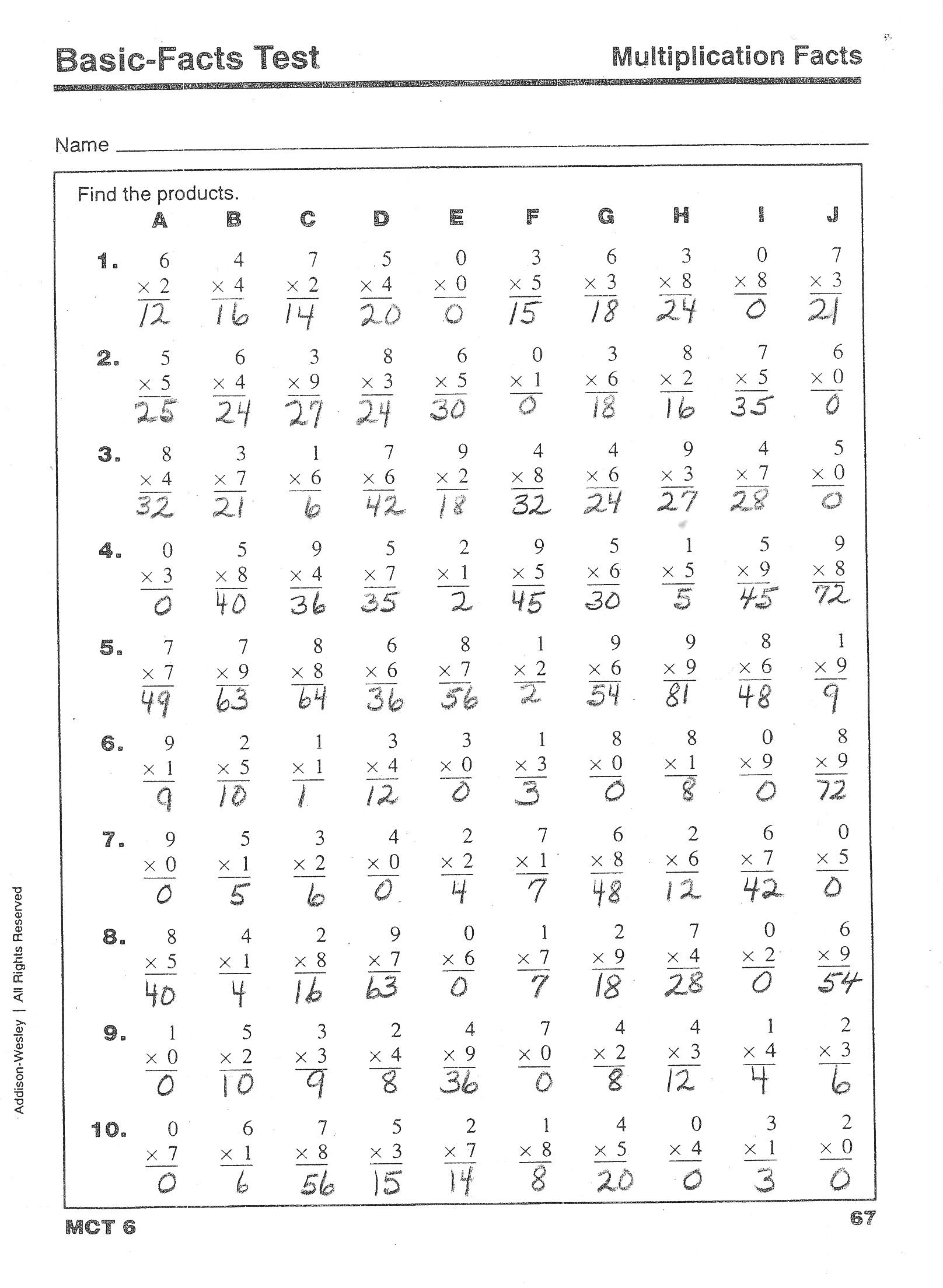 Math Timed Tests Multiplication - Free Printable Multiplication Timed Tests