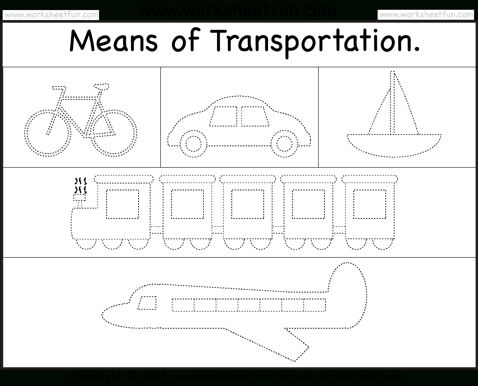 Means Of Transportation – Tracing Worksheet / Free Printable - Free Printable Pre K Worksheets