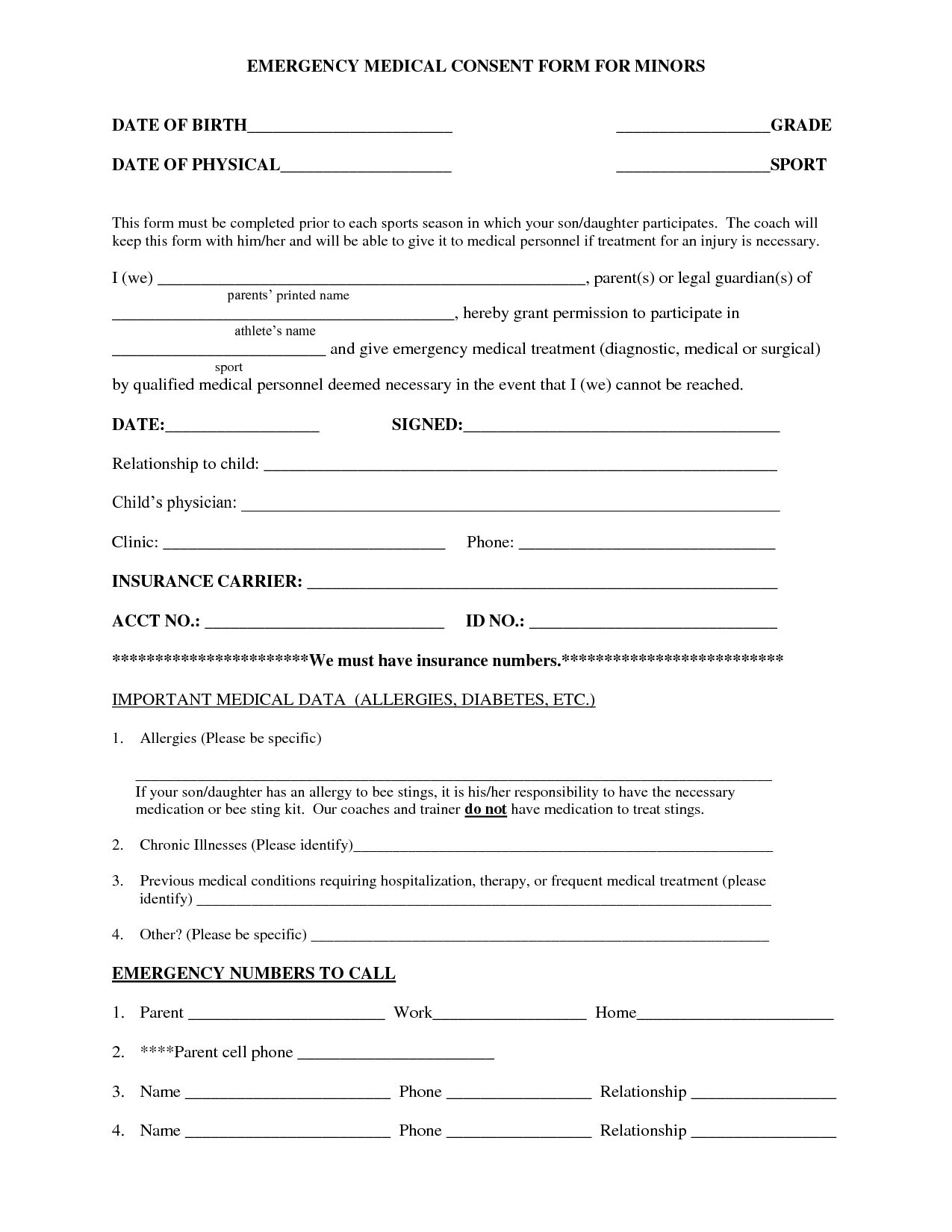 Medical Consent Form Medical Consent Form Sample Forms Pinterest Hot Sex Picture 2509