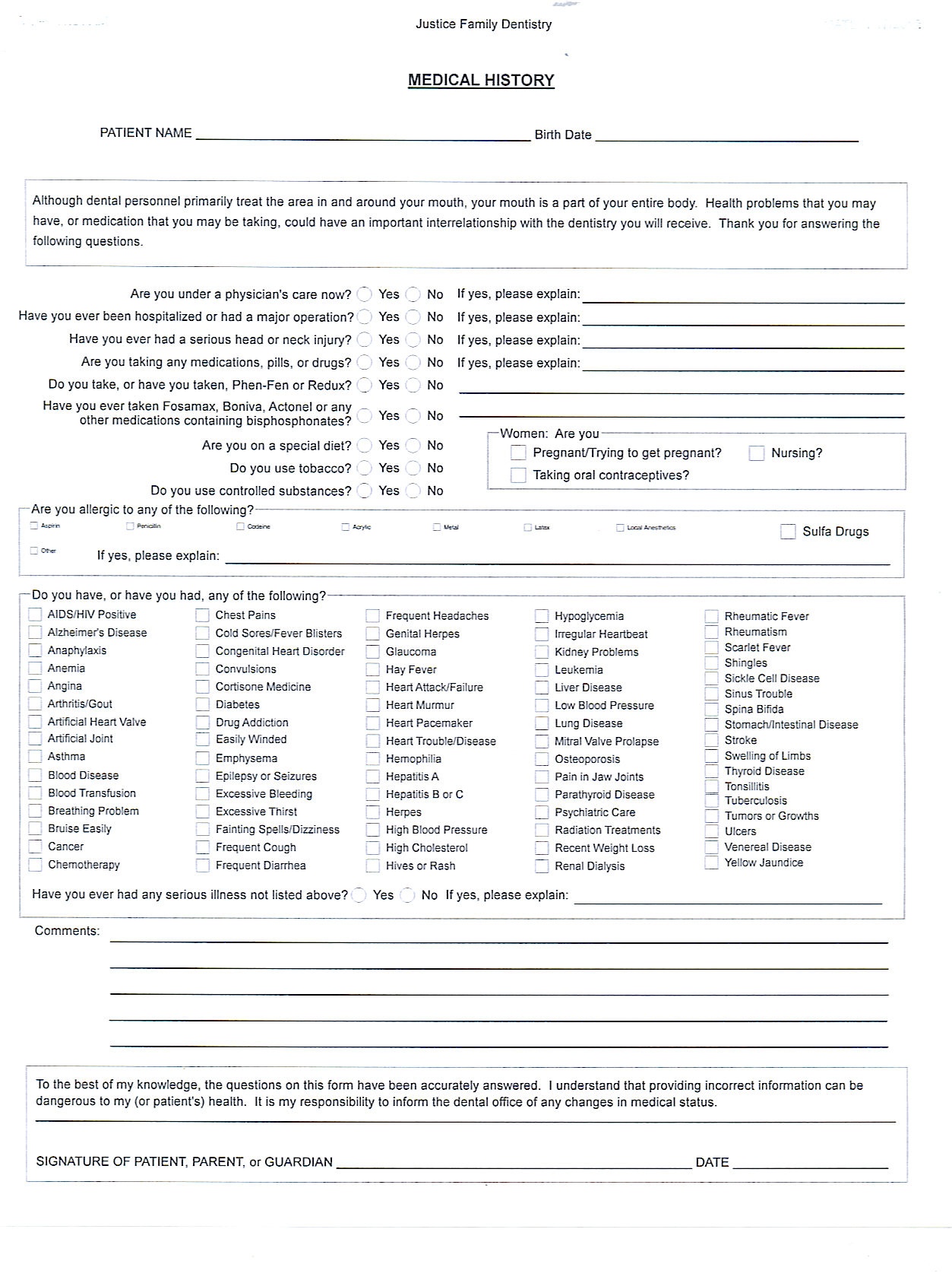 Medical History Form Template – Medical Form Templates - Free Printable Personal Medical History Forms