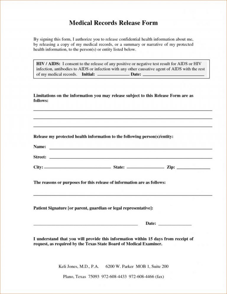 Medical Records Release Letter Template Gallery - Free Printable ...