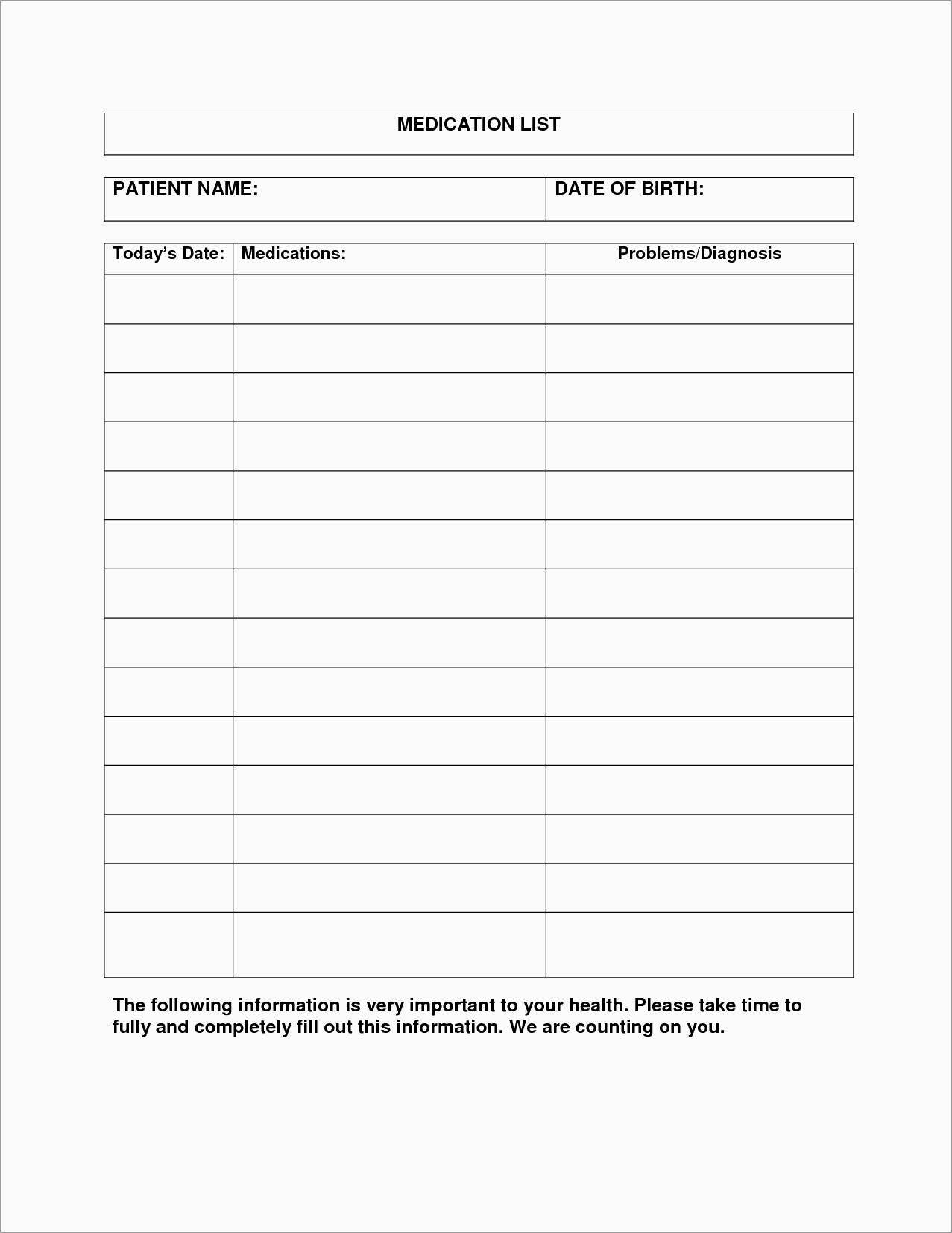 Medication List Template Free Download Fabulous Blank Medication - Free Printable Medication List