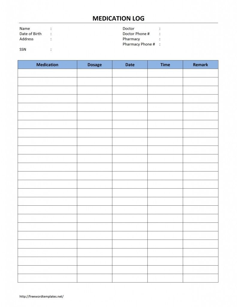 Free Printable Daily Medication Chart Free Printable