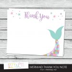 Mermaid Thank You Cards   Printable Thank You Notes   Birthday Thank   Free Printable Mermaid Thank You Cards