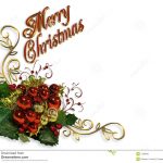 Merry Christmas Border Baubles Greeting Card Stock Illustration   Free Printable Christian Christmas Greeting Cards